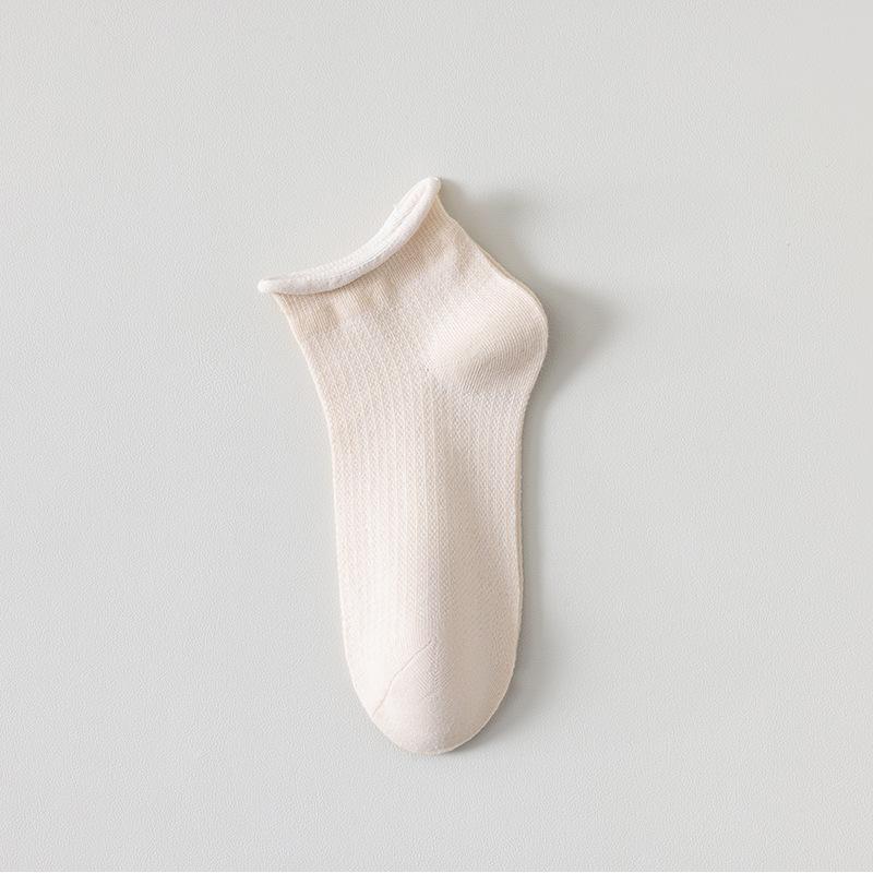 Женские летние тонкие модные носки-подследники однотонные с контрастной окантовкой