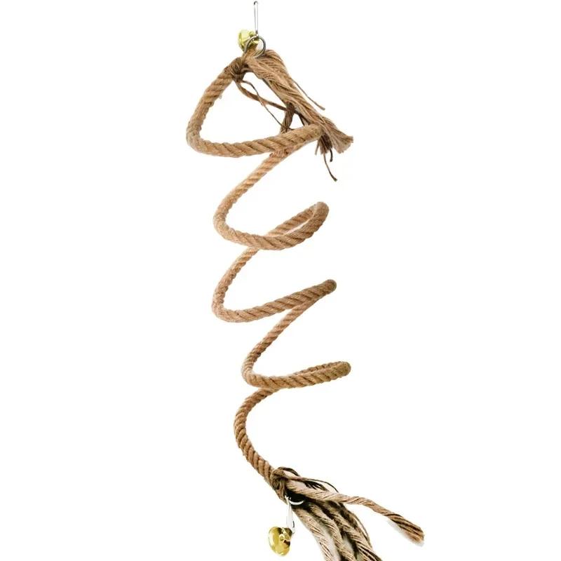 100/150/200 cm Parrot Toys Pet Standing Rope Bird Cage Decoration Climbing Toy Chewing Rope Parrot Bird Cage Toys Rope Bell
