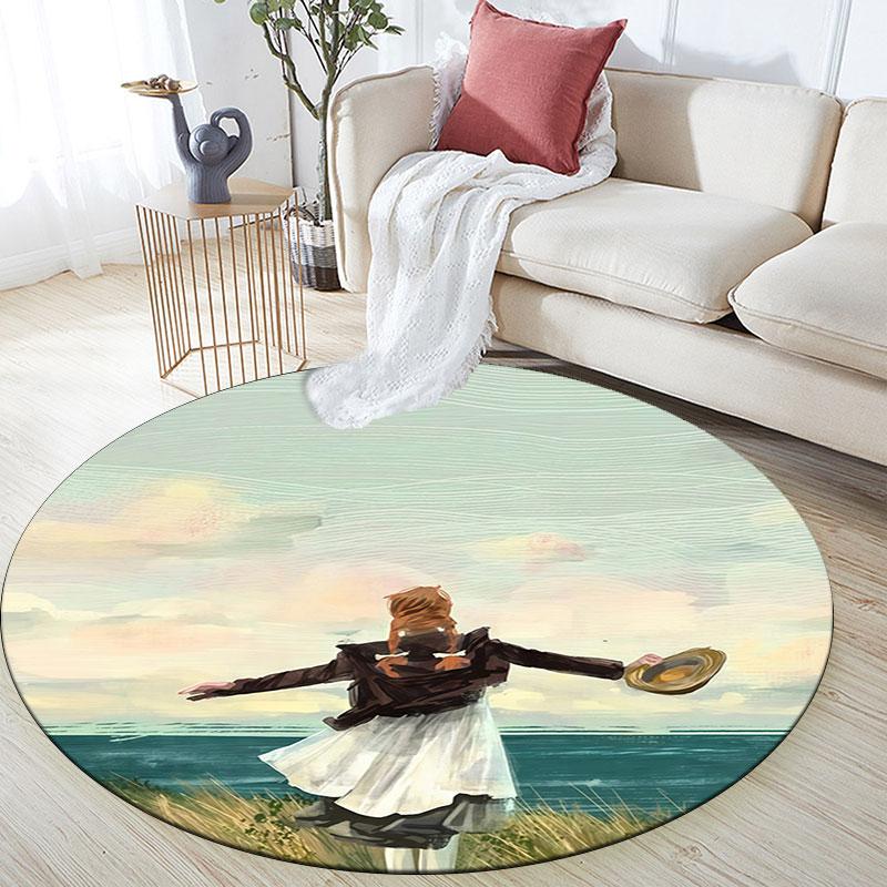 Anne Cartoon pattern round rug,Carpet Rug for Living Room Bedroom Playroom ,Non-slip Floor Mat,Holiday Gifts and Birthday Gifts.