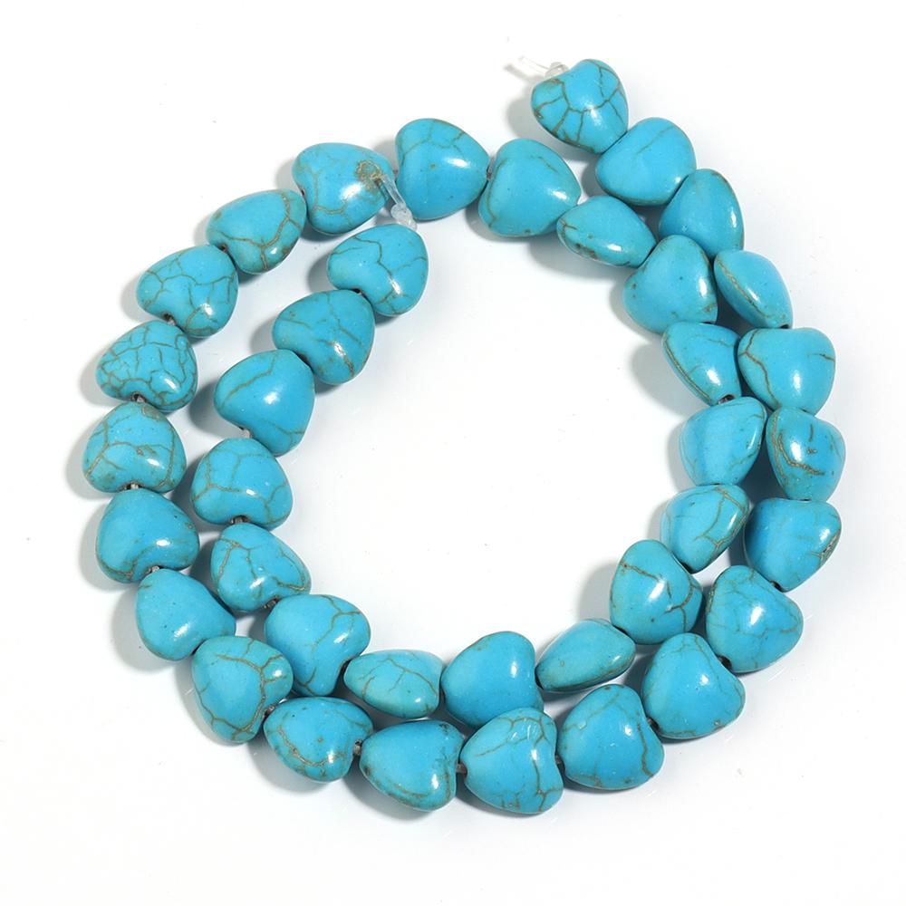 1String Multisize Natural Stone Beads Charm Heart Shaped Spacer Turquoise Beads For DIY Bracelet Necklace Jewelry Accessories