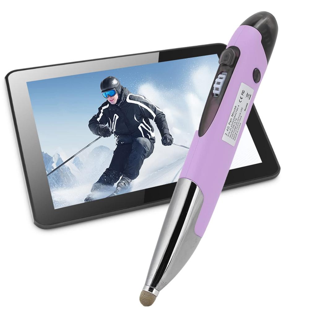 Wireless Optical Mouse, 2.4 GHz Pocket Optical Pen Mouse with 1600 DPI Adjustable Handwriting Mini Mouse, Charging Port and USB Adapter for PC,