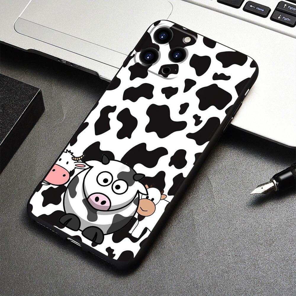 Для Apple iPhone 7 13 Pro Max 14 XR X 8 Plus 12 XS 11 5 6S 5S 6 SE Mini SE2022 Fundas Cute корова чехол Броня