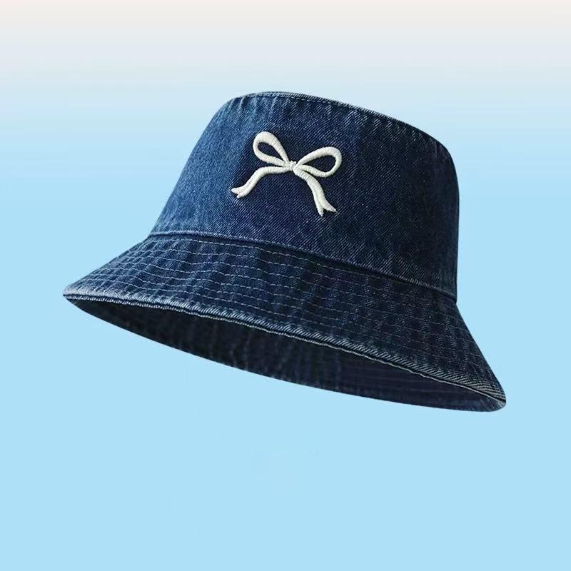 Casual Outdoor Retro Denim Bucket Hat for Women with Wide Brim for Sun Protection and Style