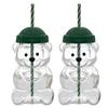 2Pcs Bear Shaped Tumbler with Lid & Straw Cute Leak-Proof Cup for Kids Adults Plastic Cold Drink Cup for Smoothie And Iced Coffee