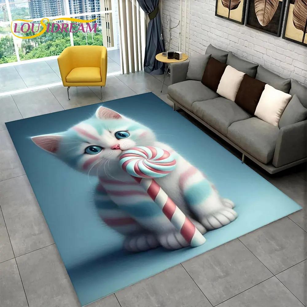 3D милый ковер с рисунком кота, ковер для дома, гостиной, спальни, дивана, кухни, коврик для украшения, детский нескользящий напольный коврик