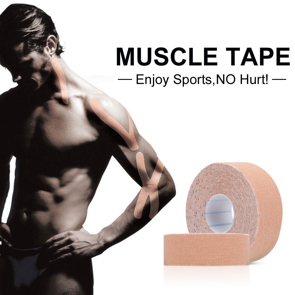 1 рулон хлопчатобумажной эластичной клейкой ленты для травм мышц, спортивной наклейки, повязочной ленты