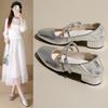 Серебристые легкие туфли-лодочки женские весна и осень новая корейская версия французский темперамент сказочный стиль нежные туфли Мэри Джейн для поездок на работу толстый каблук