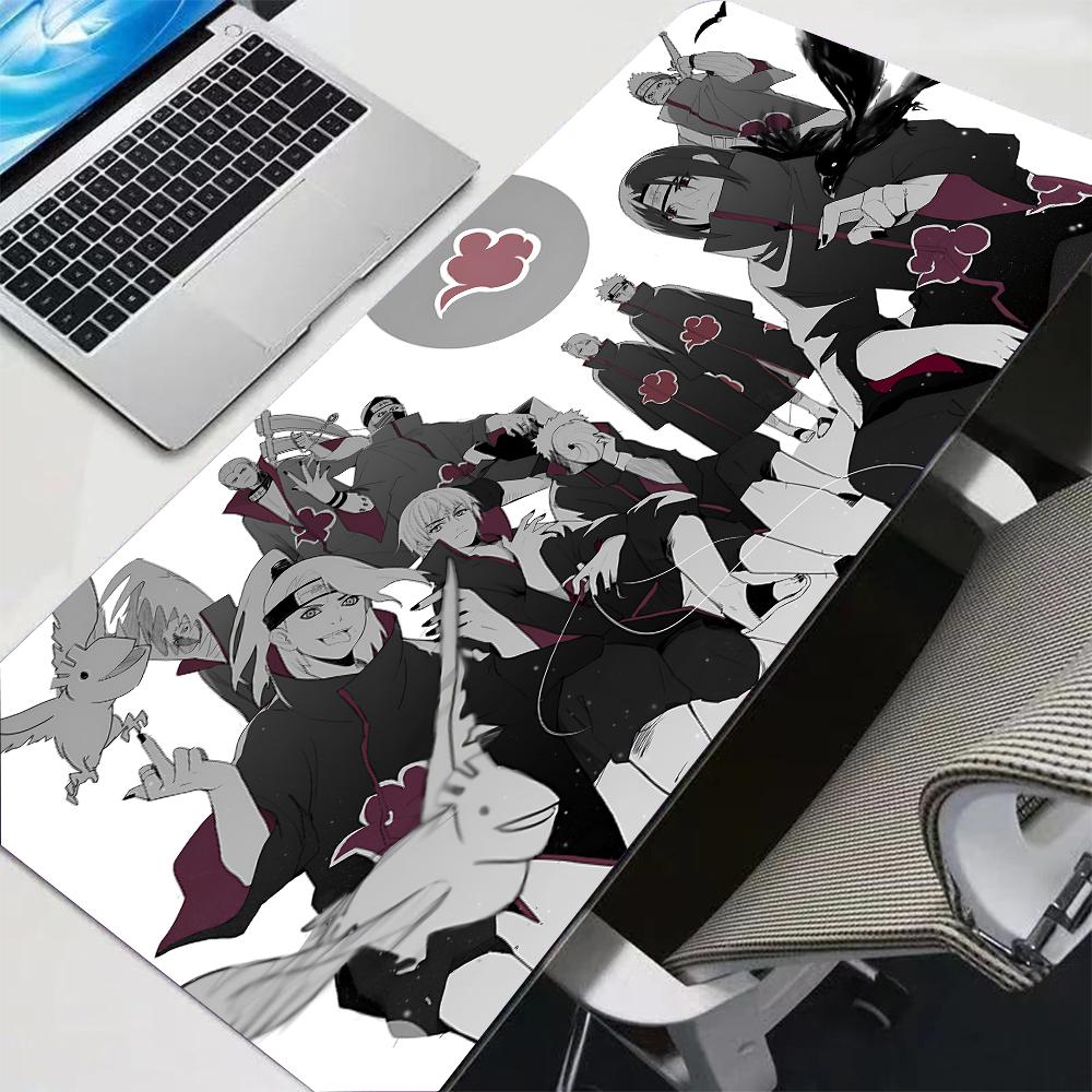Cool Black White Anime Mouse Pad XL Akatsuki Naruto Non Slip Keyboard Desk Mat Waterproof Moon Pattern Laptop Gamer Mousepad