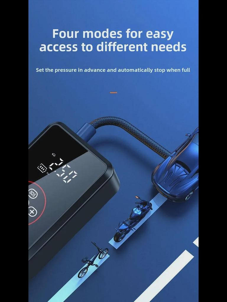 Мини портативный беспроводной цифровой автомобильный насос для накачки шин