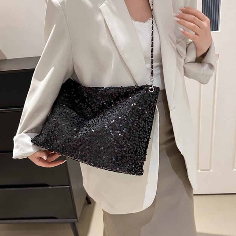 Вместительная сумка через плечо для женщин с блестками, сумка-хобо однотонная, сумка кроссбоди, модная сумка под мышкой для работы, путешествий, шопинга AVE
