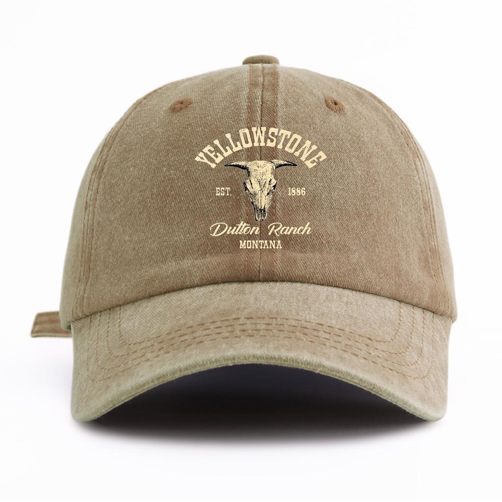 pc Yellowstone Print Washed Baseball Cap for Adults Minimalist Retro Style Casual Soft Adjustable Dad Hat Perfect As Gift