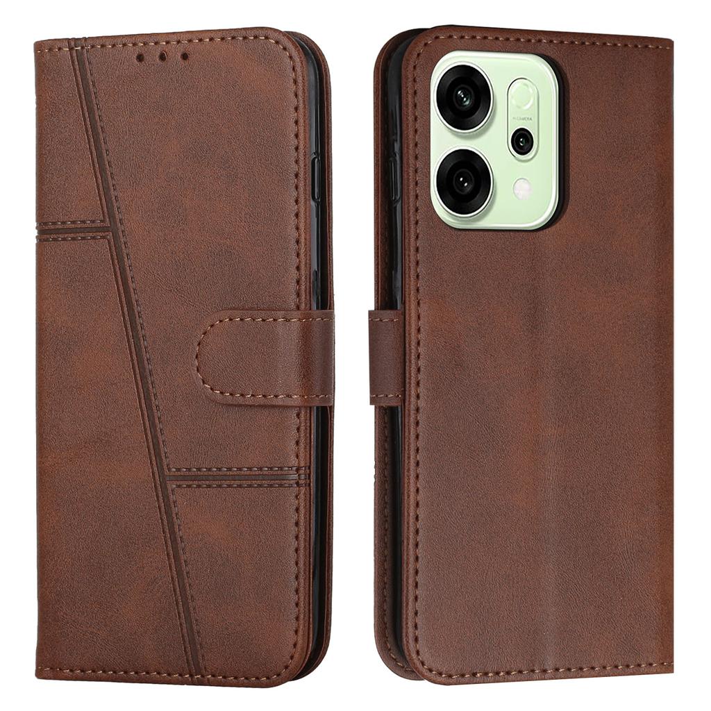 For Oppo Reno14 5G (Global)/Reno14 F 5G Leather Phone Case Foldable Stand Wallet Flip Cover with Strap
