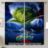 The-Grinch Living Room Curtains for Doors Bedroom Blackout Curtains Salon 2 Pieces Tentacles Cover Curtain Tiebacks Shades Blind