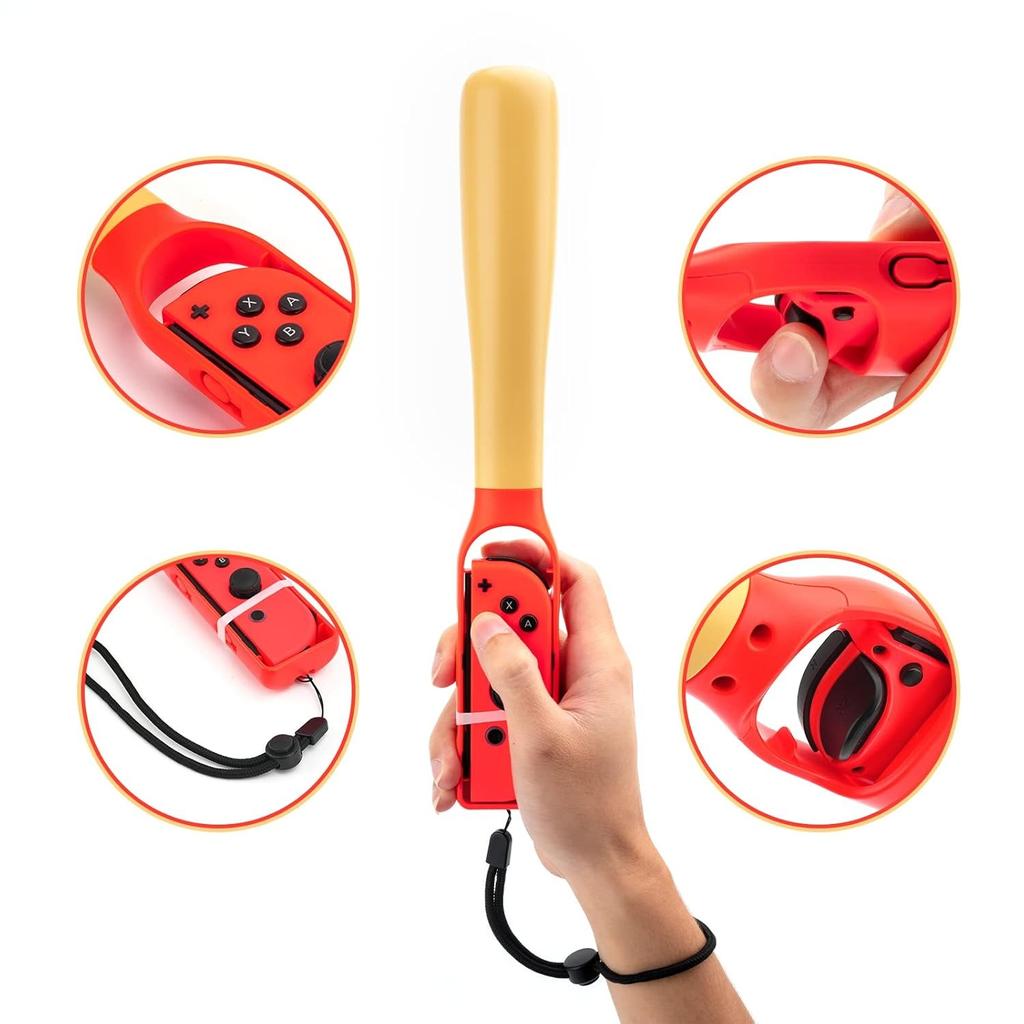 2Pcs Baseball Bat Handle Grips, TSV Baseball Stick Game Accessories Fit for Nintendo Switch/Switch OLED Joy-Con, Somatosensory Sports Game