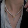 Small and Gentle Natural Fresh Water Pearl  Love OT Buckle Necklace  Light and Luxurious Design  Collarbone Chain  Female Ins  Minimalist