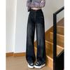 2024 Women's Plus Size Fleece-Lined Wide Leg Jeans - Winter Style, Loose Fit, Narrow Straight Floor-Length Pants