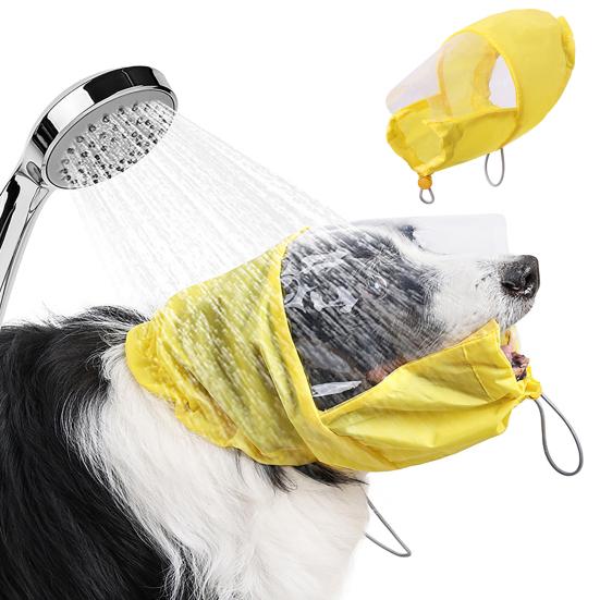 Dog Shower Cap with Transparent Visor Waterproof Pet Ear Protection Bath Hat Adjustable Head Cover for Kitten Puppy Small Medium Dogs Cats