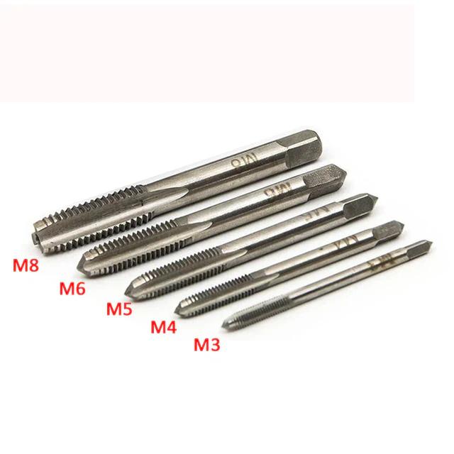 Adjustable M3-8 M5-12 Silver T-Handle Ratchet Tap Holder Wrench Set with 5pc M3-M8 Machine Screw Thread Metric Plug T-shaped Tap