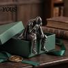 Орнамент в рустикальном стиле, 3D-печатная статуэтка средневекового рыцаря, медитирующая фигурка в доспехах и с плащом, настольное искусство, скульптура, винтажная готика, для книжной полки