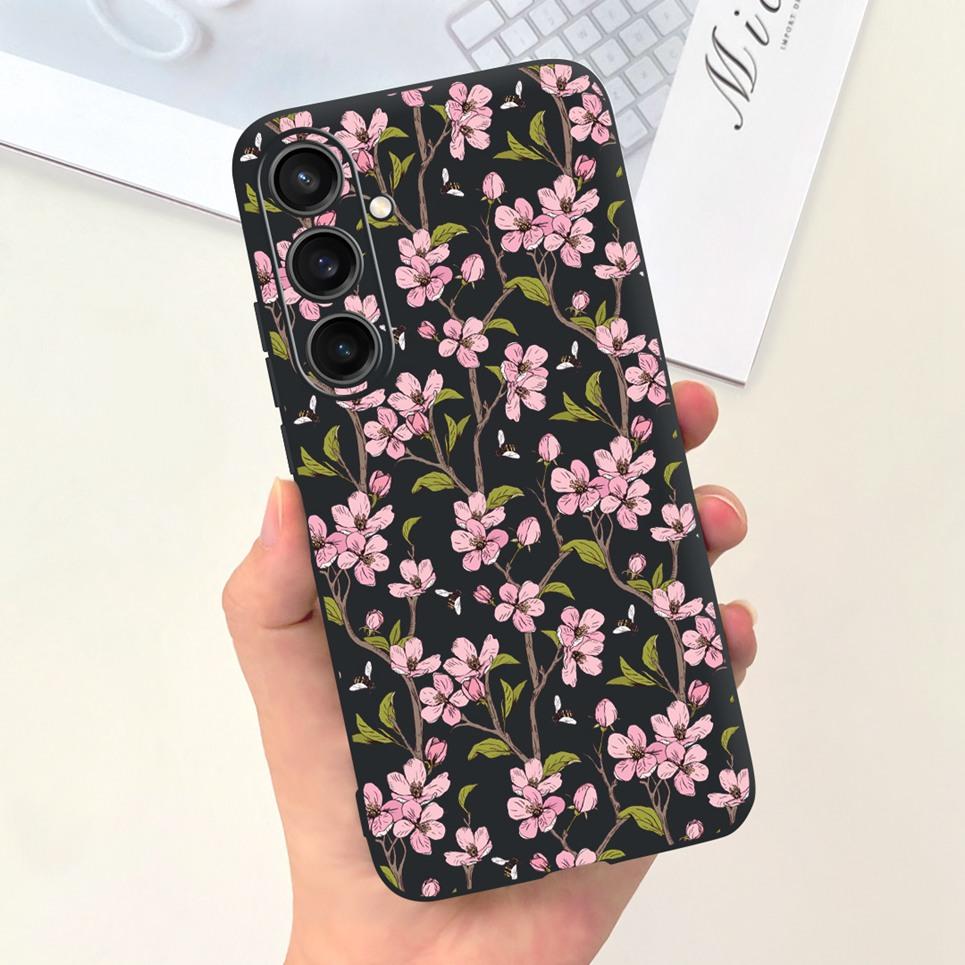 Для Чехла Funda Samsung A35 5G Case SM-A356E Пара Любовь Сердце Цветок Кошка Рисунок Задняя Крышка Для Samsung Galaxy A35 5G Etui
