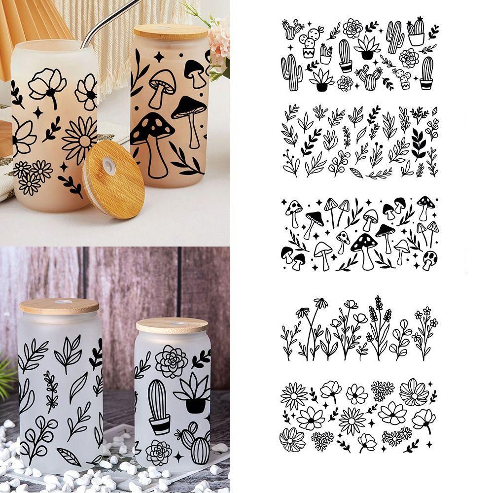 Водонепроницаемые наклейки Переводные картинки DIY Декор для бутылок с водой Прозрачные переводные наклейки Питьевая вода Чашка