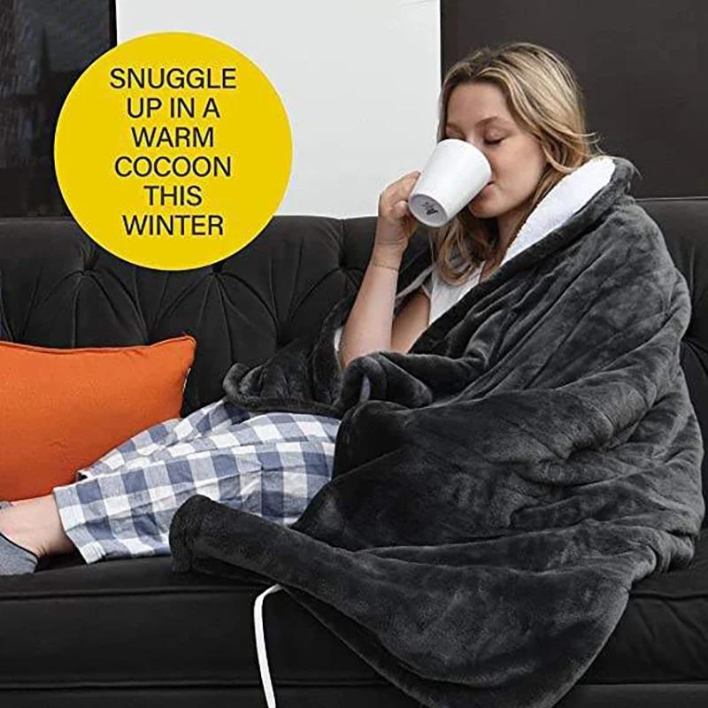 Electric Throw Blanket for Sofa - 6 Heat Settings, 10H Timer Auto Shut Off, Machine Washable