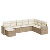 8 piece Garden Sofa Set with Cushions Beige Poly Rattan