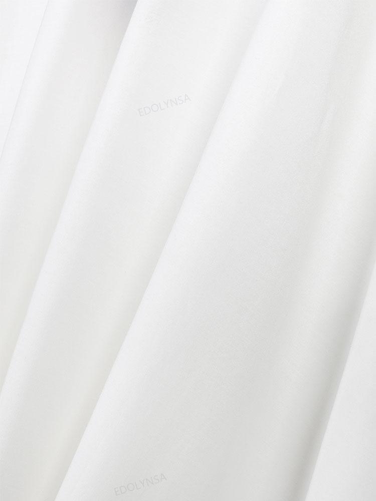 EDOLYNSA White Vintage Embroidered Long Kaftan Casual V-neck Maxi Dress Summer Clothing Women Beach Wear Swim Suit Cover Up Q1490