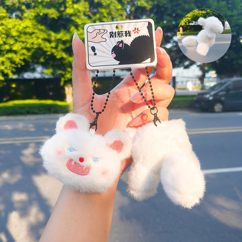 Angry Jinnew Creative Toothed Cat With Magnetic Attraction Keychain Earphone Bag