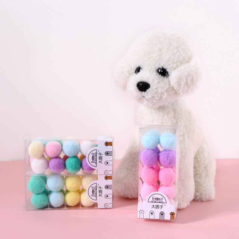 20x Маленьких Помпонов для Кошек для Игры Разноцветные DIY Поделки и Художественные Принадлежности 3 см Мягкие Шарики-Помпоны для Кошек Легкие
