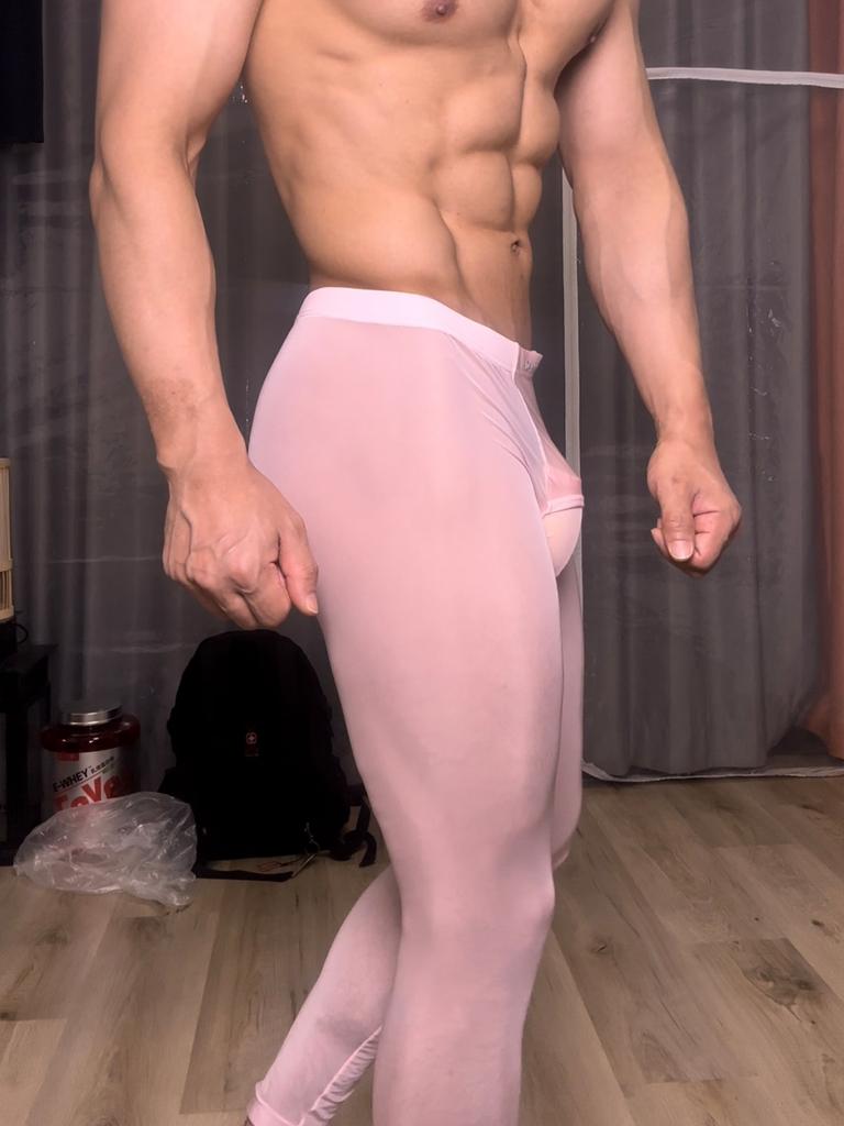 Men's Warm Ultra Thin Bottoming Pants, Quick Dry Sports Running Super Transparent High Elastic Men Fashion Leggings Comfortable