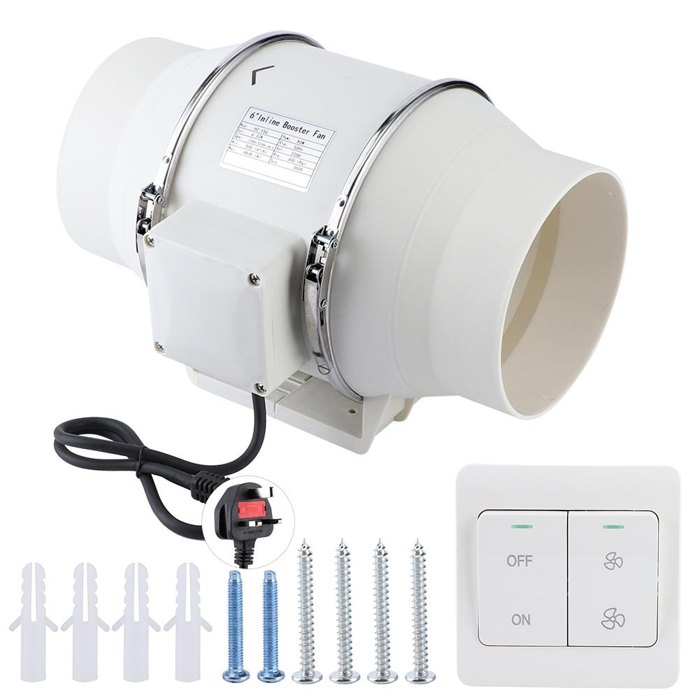 High Efficiency Inline Duct Fan Air Extractor Bathroom Kitchen Ventilation System 80W