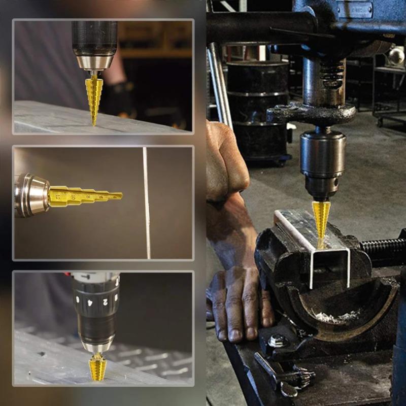 9/6/3 шт. Ступенчатое сверло HSS с титановым покрытием, быстрорежущая сталь, металл, дерево, фреза, конусный сверлильный инструмент