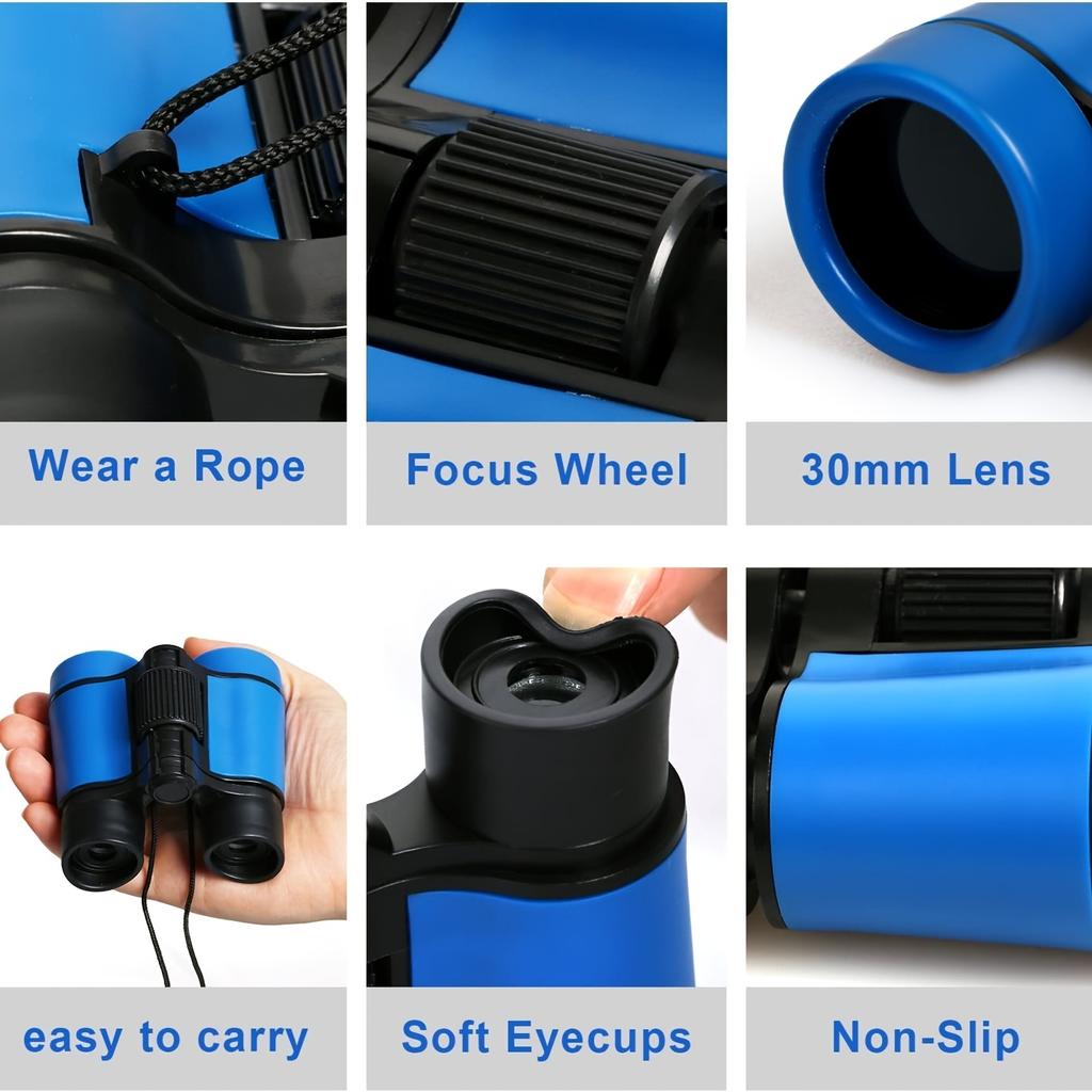 Kids Binoculars Shock Proof Toy Binoculars Set For Boys Girls Bird Watching Educational Learning Hunting Hiking Birthday Presents