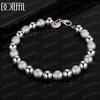 925 Sterling Silver Frosted Smooth Alternating Bead Bracelet Fashionable Wedding Jewelry