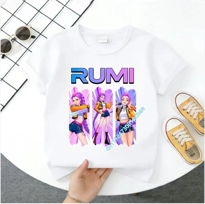 2026 Hot Movie Soft Polyester Baby Girls T Shirt Children's Clothing KPop Demon Hunters Fans Gifts Kids Clothes Fashion Casual Tops