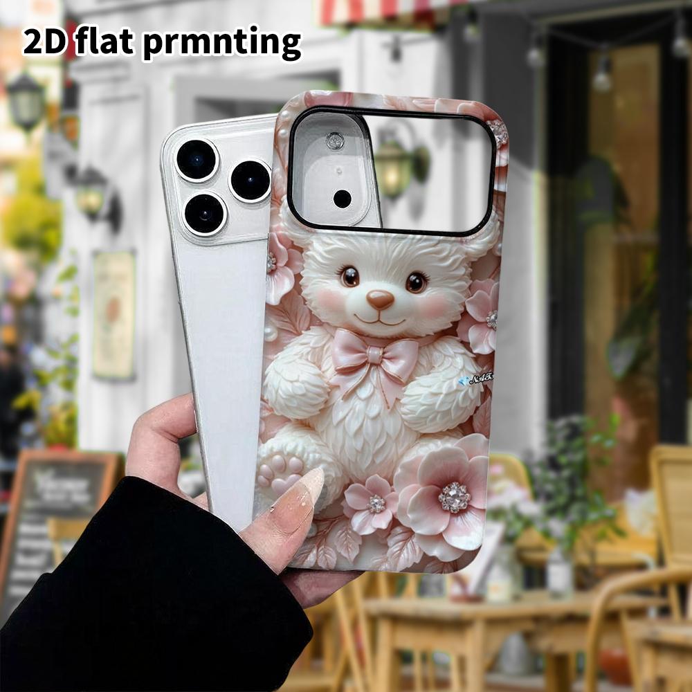 Phone Case: 2D flat design suitable for iPhone 18 17 16 15 14 13 Pro film protective case, couple style, pink bow, Christmas and Halloween gift