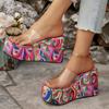 Модные летние прозрачные туфли-шлепанцы на платформе для женщин, клиновидные шлепанцы смешанных цветов, женские уличные шлепанцы с открытым носком, женские шлепанцы