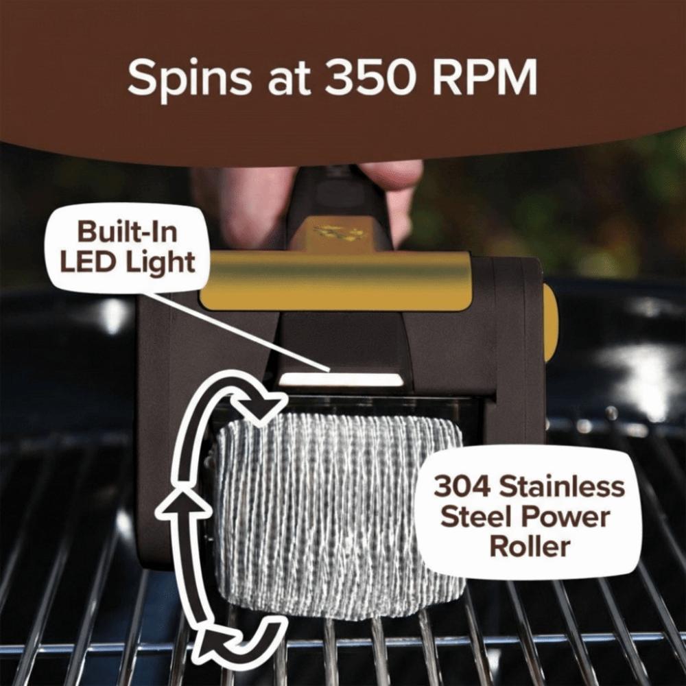 Stainless Steel Roller Grill Cleaner Brush with LED Light Barbecue Cleaner Tools  Outdoor Cooking