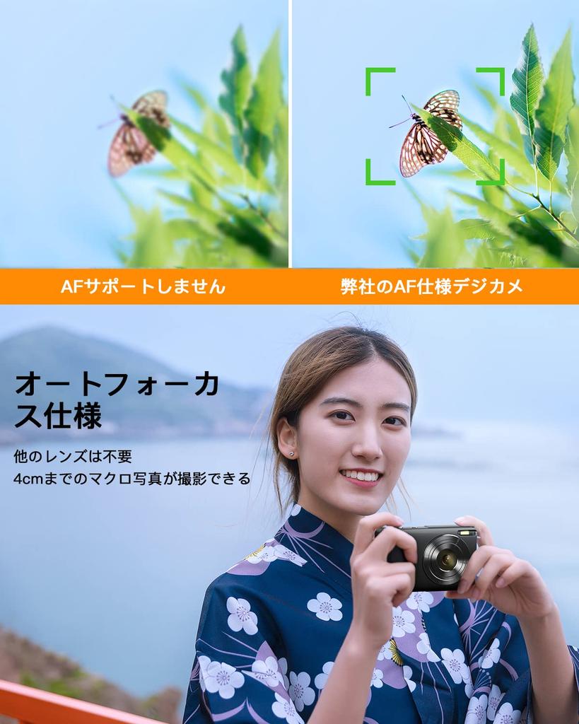 Lecran Digital 44 1080P Видео Авто АФ HD Изображение USB C Дюймовый IPS 32g Карта памяти Черная камера, Мегапиксели, Запись, Фокус, Функция, Камера,