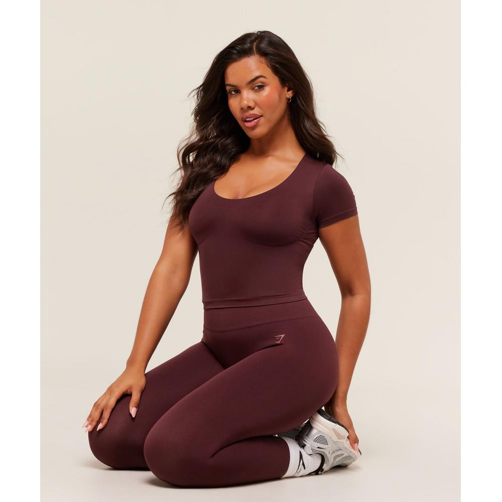 Gymshark SofT SculpT T shirT wiTh Shelf Rich Maroon B4c4q Nbzq