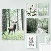 Lily Waterfall Forest River Deer Green Nordic Posters Prints Modern Canvas Painting Wall Art Pictures For Living Room Home Decor