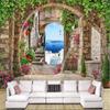 Wallpaper European Stereo Arch Door Green 3d Mural Tv Background Wall Living Room 3d Wallpaper