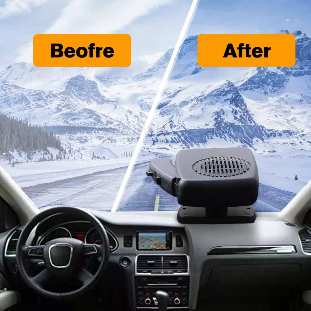 2 In 1 Car Heater, 12V 150W Automobile Windscreen Fan with Fast Heating Defrost for Auto Ceramic Heater Fan