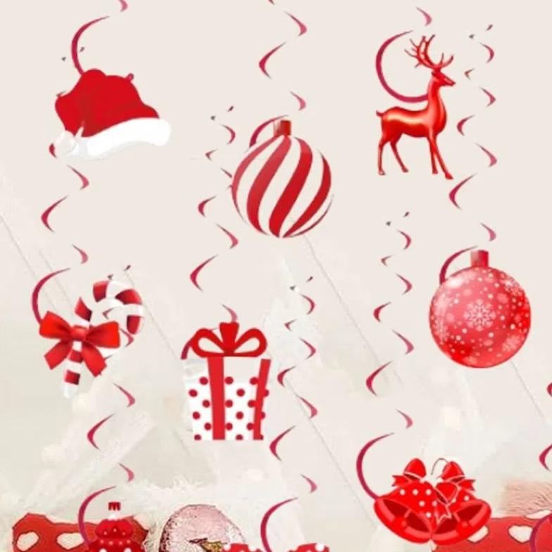 12pcs Candy Gift Box Bell Christmas Spiral Pendant Home Xmas Festival Decor