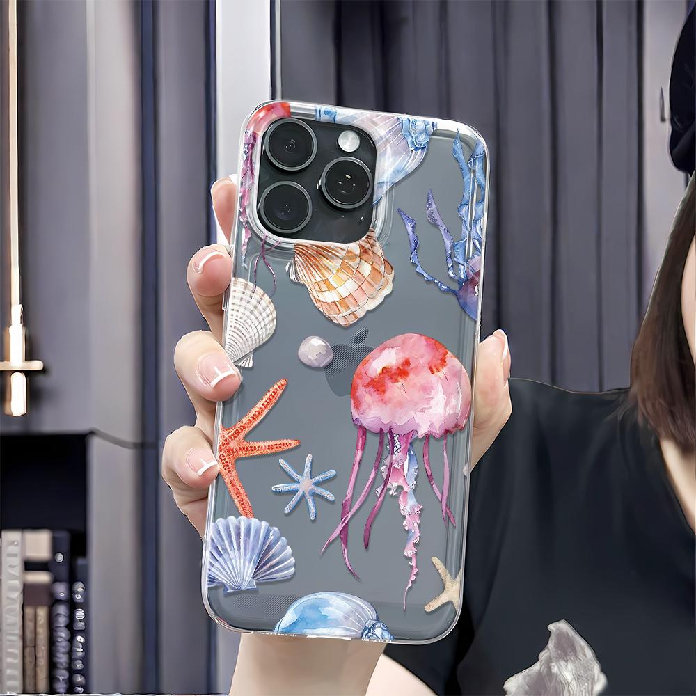 Underwater World Phone Case For IPhone 16 15 14 13 12 11 Pro Max XR XS Max 7 8 Plus Girl Kawaii Cover Case Funda Bumber 16 15 14