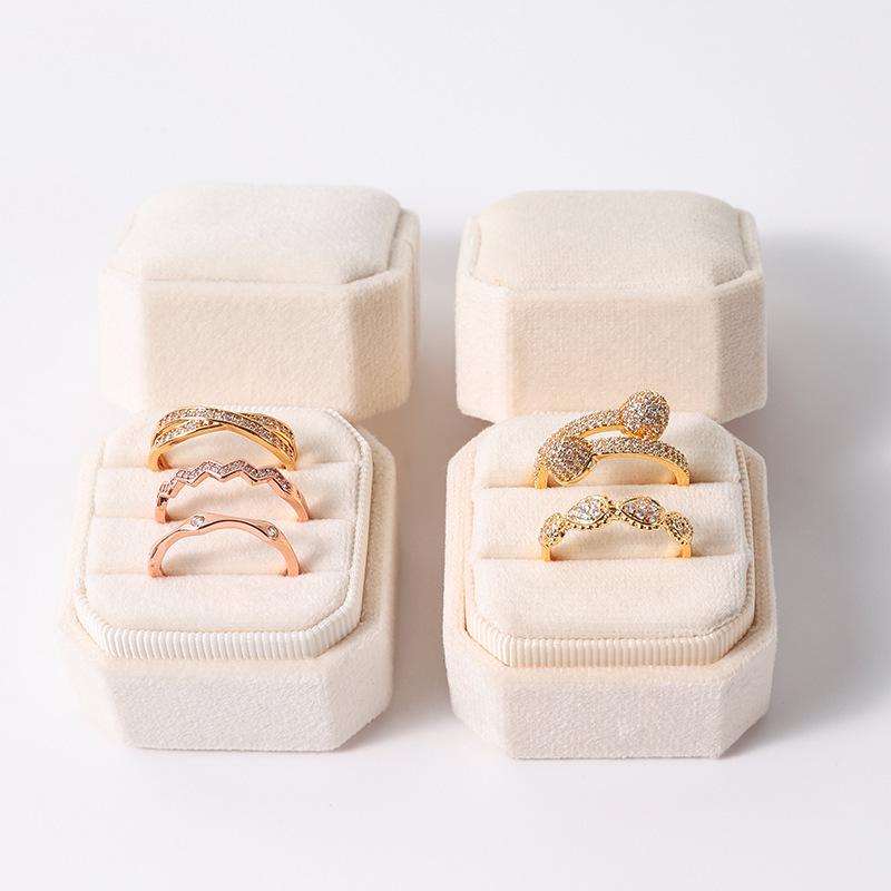 Custom Velvet Octagonal Ring Box for Wedding Anniversary Jewelry