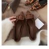 Sheepskin Version~ Square Buckle Leather Leopard Print Shoes Flat Mary Jane Shoes Women's Shallow Mouth Single Shoes Soft Sole Pointed Shoes Ladyshoes