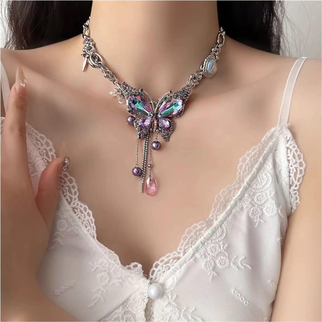 Ожерелье на ключицу «Фиолетовая бабочка» — Элегантный женский чокер с роскошным дизайном, издание 2025 года