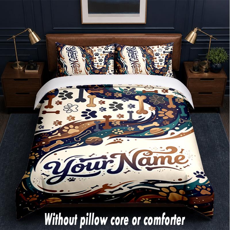 Decorative Artwork Theme Custom Text Or Name 3Pcs Bedding Set,1 Flat Sheet & 2 Pillowcases Personalized Home Bedding